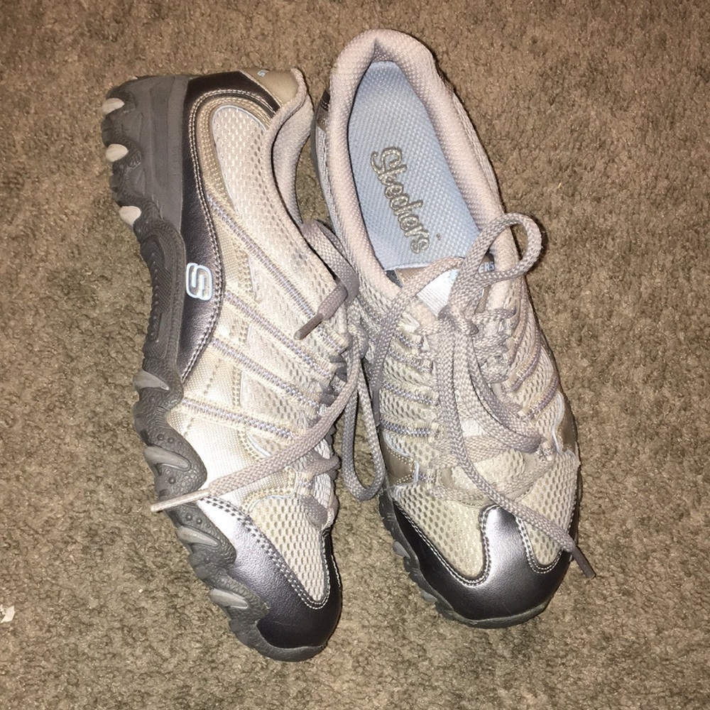 Skechers Gray Compulsion Sleek Lace Up Athletic Shoe